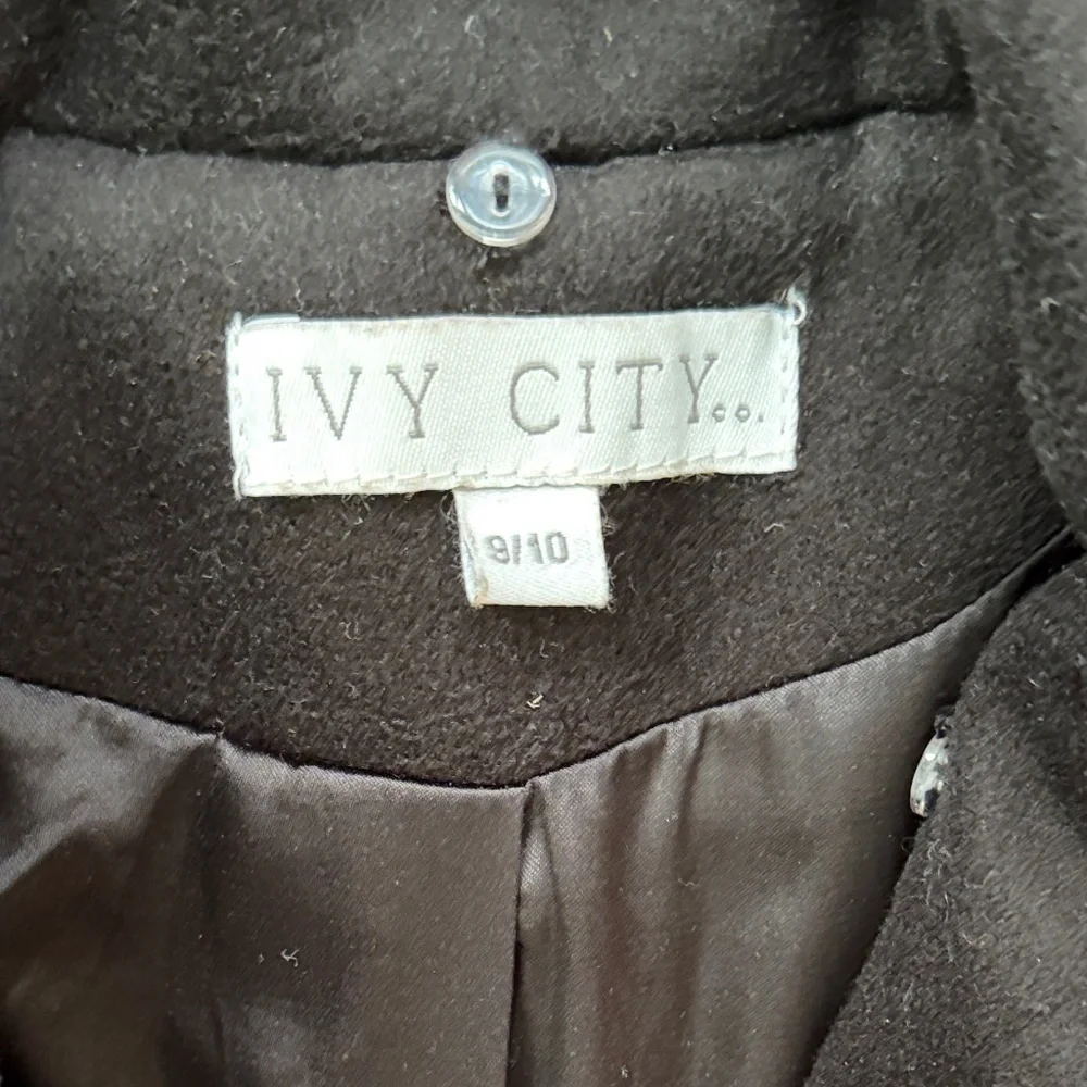 Ivy City Co Kids Mini Sloane Black Trench Peacoat with Belt, size 9/10